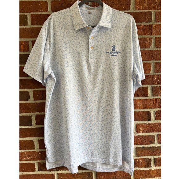 Peter Millar Summer Comfort Ritz-Carlton Golf Club Polo (L) Light Blue Print - Picture 1 of 10